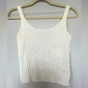 White knit crop tank